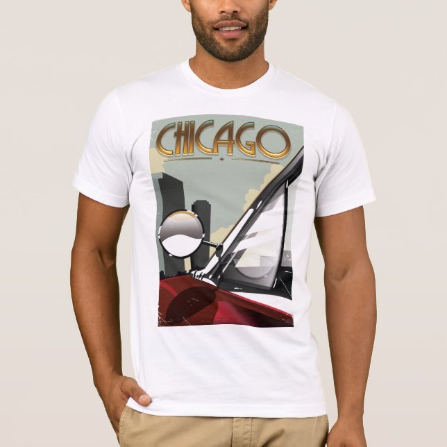 Camiseta Poster de viagens automático da cidade de Chicago (Frente)