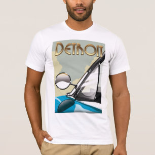 Camiseta Poster de viagens automóvel Detroit Michigan Vinta