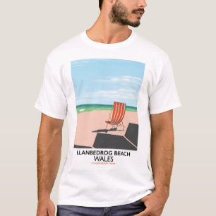 Camiseta Poster de viagens da praia de Wales da praia de