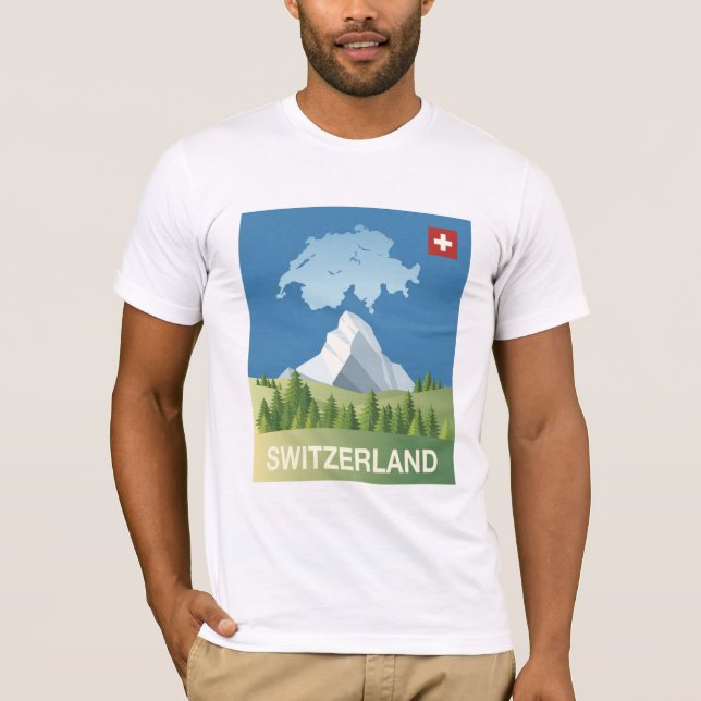 Camiseta Poster de viagens da suiça (Frente)