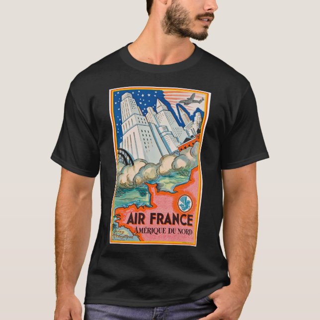 Camiseta Poster de viagens de companhias aéreas Art deco (Frente)