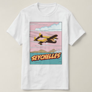 Camiseta poster de viagens de desenhos das Seychelles.