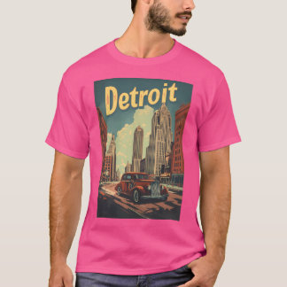 Camiseta Poster de viagens de Detroit Retroativo