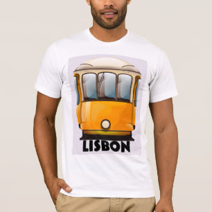 Camiseta poster de viagens de elétrico amarelo de Lisboa