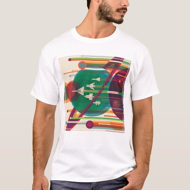 Camiseta Poster de viagens de espaço retrô - Grande Tour do (Frente)