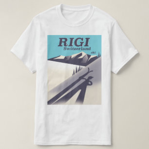 Camiseta poster de viagens de esqui de Suiça Rigi