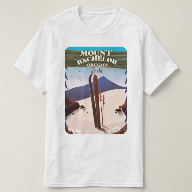 Camiseta Poster de viagens de Esqui do Monte Solteiro Orego (Frente do Design)