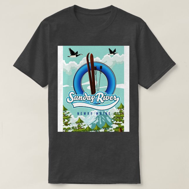 Camiseta Poster de viagens de Esqui do Sunday River Newry M (Frente do Design)