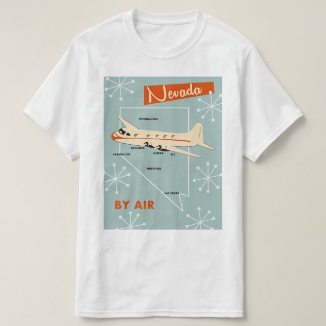 Camiseta Poster de viagens de estilo Nevada Vintage (Frente do Design)
