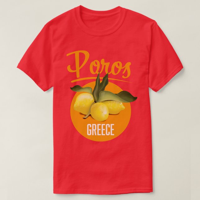 Camiseta Poster de viagens de Grécia Poros (Frente do Design)