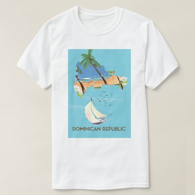 Camiseta Poster de viagens de iate da República Dominicana (Frente do Design)