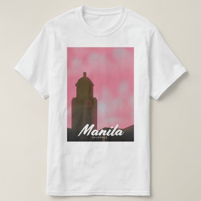 Camiseta Poster de viagens de Manila nas Filipinas. (Frente do Design)