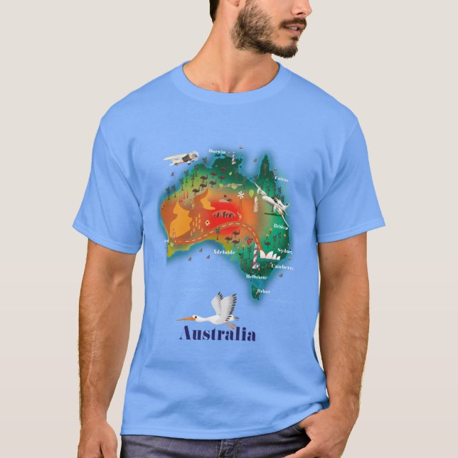 Camiseta Poster de viagens de Mapa da Austrália (Frente)
