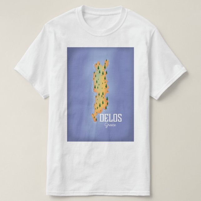 Camiseta Poster de viagens de Mapa de Grécia Delos (Frente do Design)