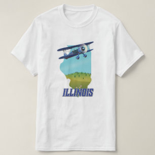 Camiseta Poster de viagens de mapa de vintage de Illinois