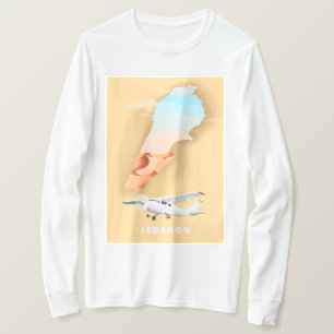 Camiseta Poster de viagens de mapa ilustrado do Líbano