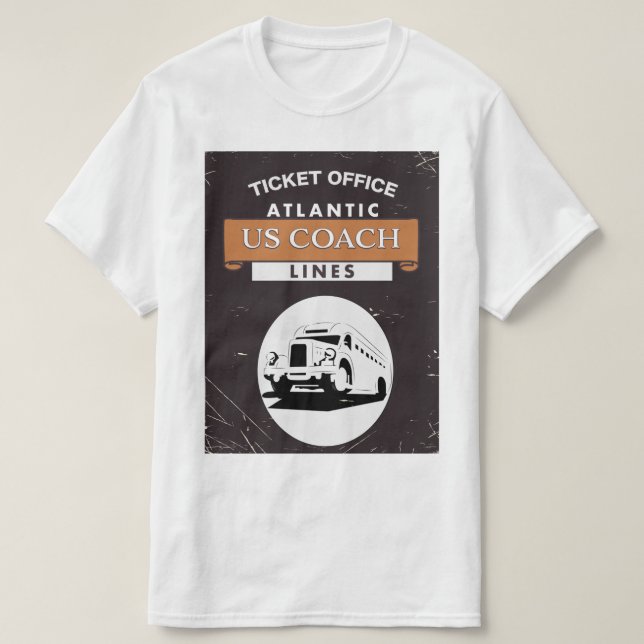 Camiseta POSTER DE VIAGENS de ônibus dos EUA (Frente do Design)