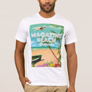 Camiseta Poster de viagens de Praia da Revista Grenada