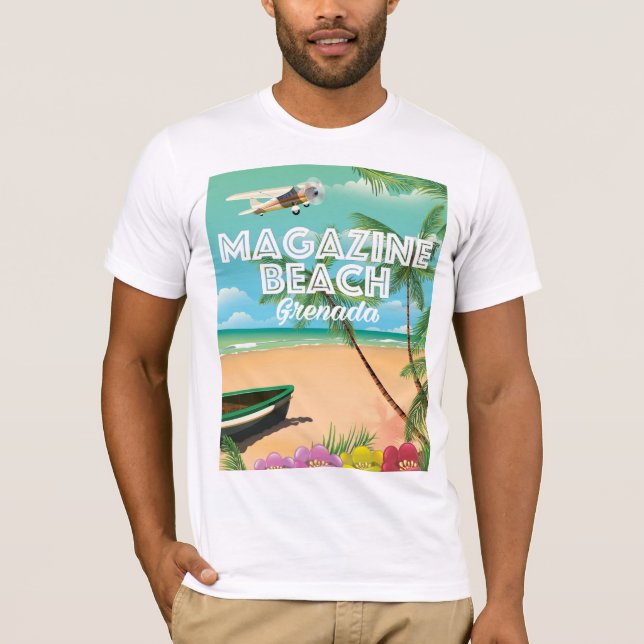 Camiseta Poster de viagens de Praia da Revista Grenada (Frente)