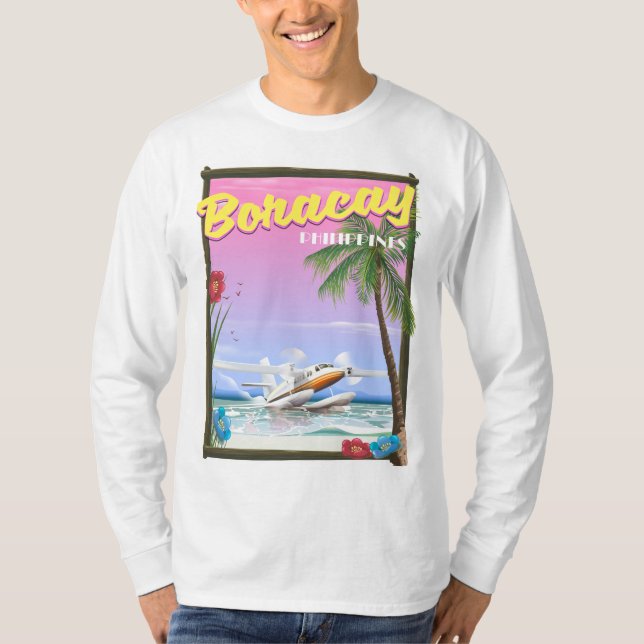 Camiseta Poster de viagens de praia de Boracay Filipinas (Frente)