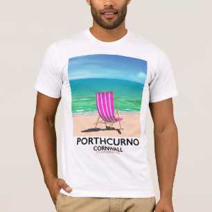 Camiseta Poster de viagens de praia Porthcurno Cornwall