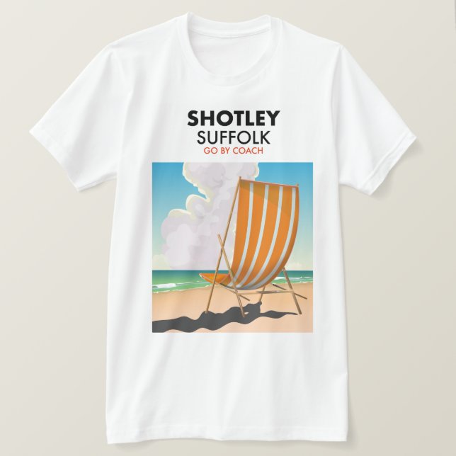 Camiseta Poster de viagens de praia Shotley suffolk (Frente do Design)
