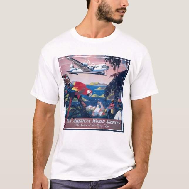 Camiseta Poster de viagens De Seaplane Voando Sobre O Carib (Frente)