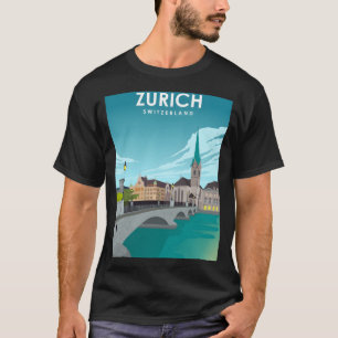 Camiseta Poster de viagens de Suiça Zurique