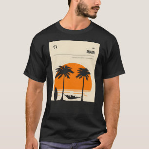 Camiseta Poster de viagens de Surfe de Praia de Miami Flori