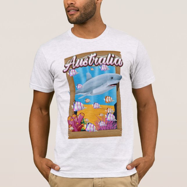 Camiseta Poster de viagens de tubarão submarino da Austráli (Frente)