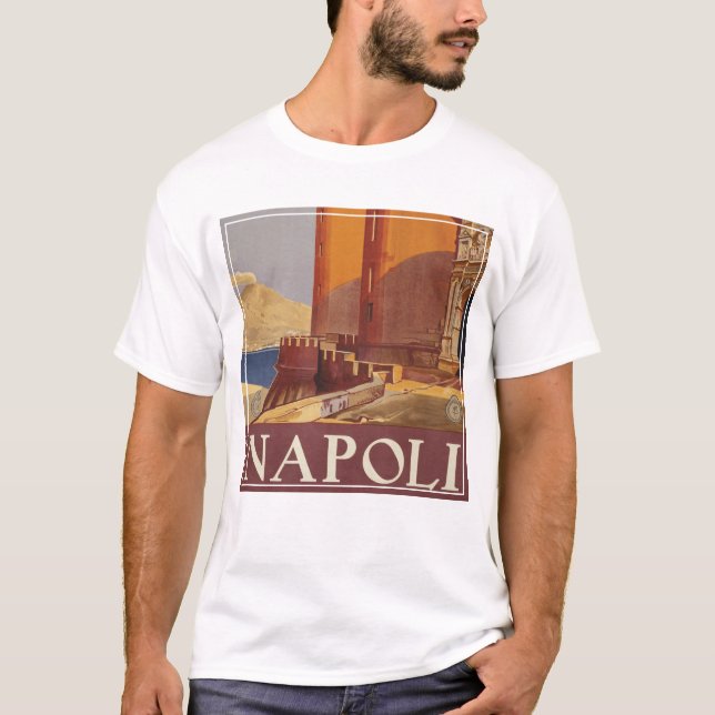 Camiseta Poster de viagens De Vesúvio E Baía De Nápoles (Frente)