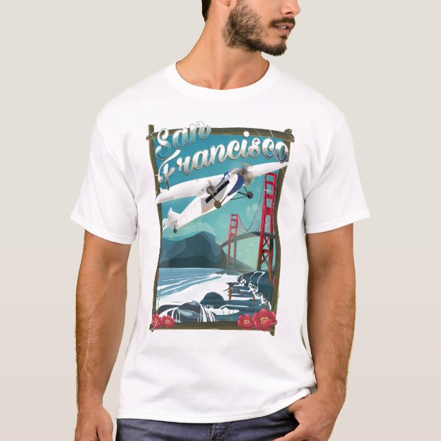 Camiseta Poster de viagens de Voo de São Francisco (Frente)