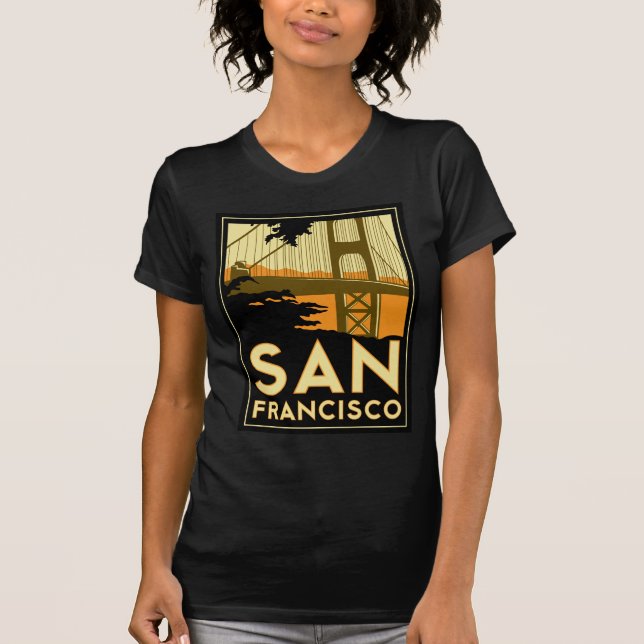 Camiseta Poster de viagens do art deco de San Francisco (Frente)