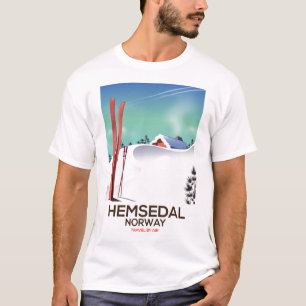Camiseta Poster de viagens do esqui de Hemsedal Noruega