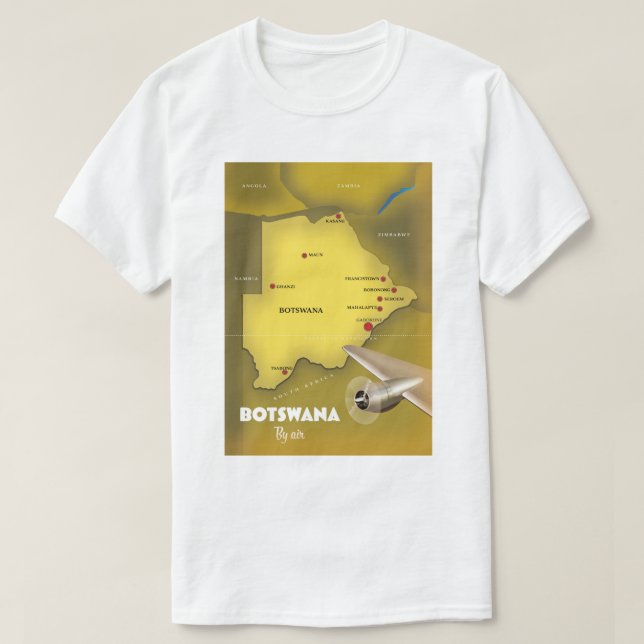 Camiseta Poster de viagens do estilo de Botsuana. (Frente do Design)