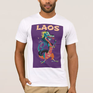 Camiseta Poster de viagens do estilo de colheita Laos Drago