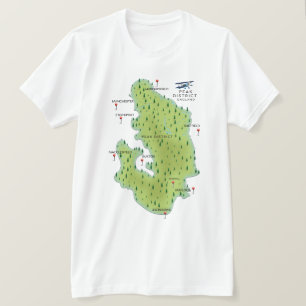 Camiseta poster de viagens do mapa da Inglaterra Cumbria.