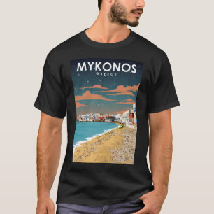 Camiseta Poster de viagens do Mykonos Grécia Night Sky