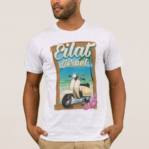 Camiseta Poster de viagens do patinete de Israel da praia