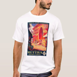Camiseta Poster de viagens do templo de Muttra Krishna