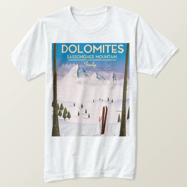 Camiseta Poster de viagens Dolomites Sassongher Mountain It (Frente do Design)