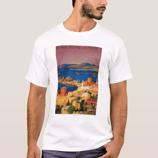 Camiseta Poster de viagens francês, visitando em Syria (Frente)