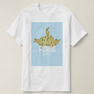 Camiseta Poster de viagens ilustrado de Poros mapa grego