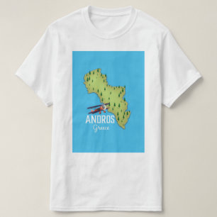 Camiseta Poster de viagens Ilustrado do Mapa Grego de Andro