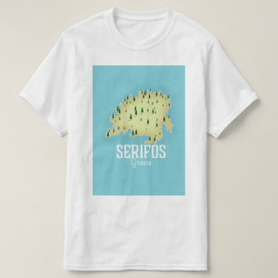 Camiseta Poster de viagens Ilustrado do Mapa Grego Serifos