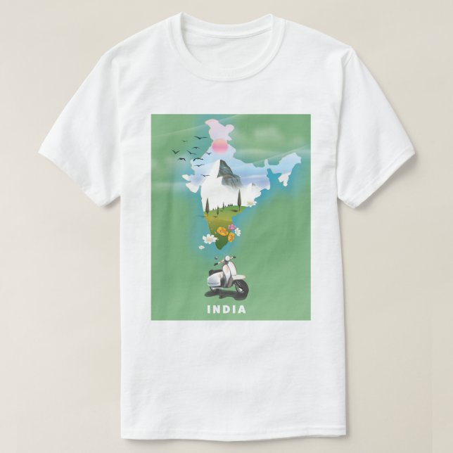 Camiseta Poster de viagens Índia (Frente do Design)