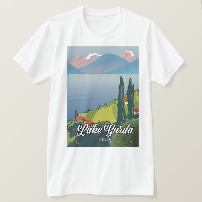 Camiseta Poster de viagens Lake Garda Itália (Frente do Design)