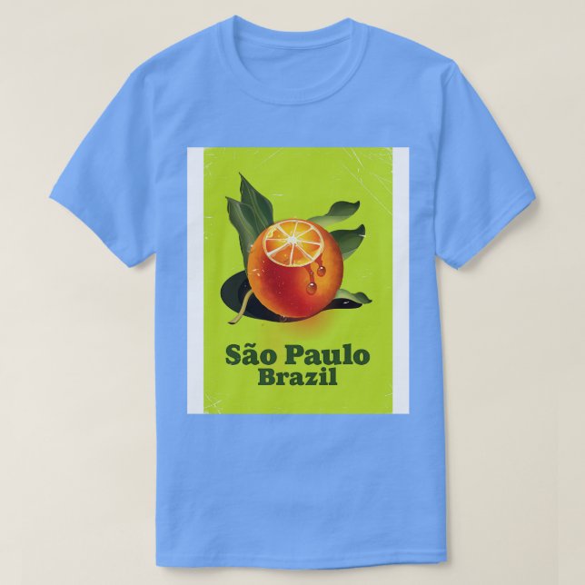 Camiseta Poster de viagens Laranja Paulo Brasil (Frente do Design)