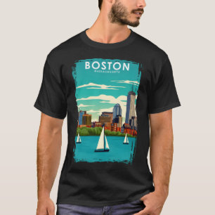 Camiseta Poster de viagens Mínimo de Boston Massachusetts V
