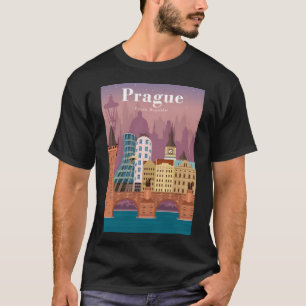 Camiseta Poster de viagens Mínimo de Praga Colorful Vintage